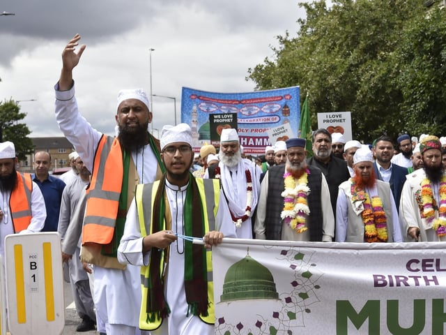 Peterborough Grand Mawlid parade from Alderman's Drive to celebrate the life and legacy of the Prophet Muhammad.