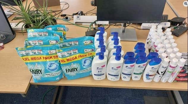 Some of the goods seized by police in Peterborough