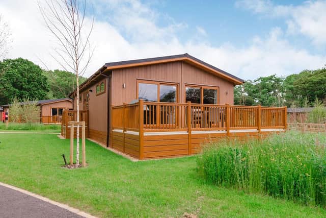 One of the 56 lodges available at the Rockingham Forest Park visitor attraction in Wansford, Peterborough.