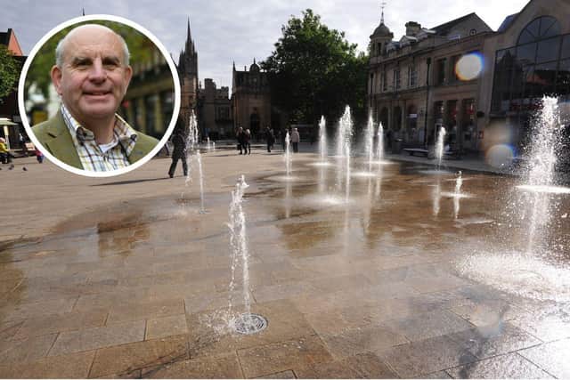 Peterborough's city centre fountains have cost many thousands of pounds to keep running and are to be removed from the city centre. But former councillor John Peach, inset, who oversaw their installation in 2009, said he is saddened by the decision.,