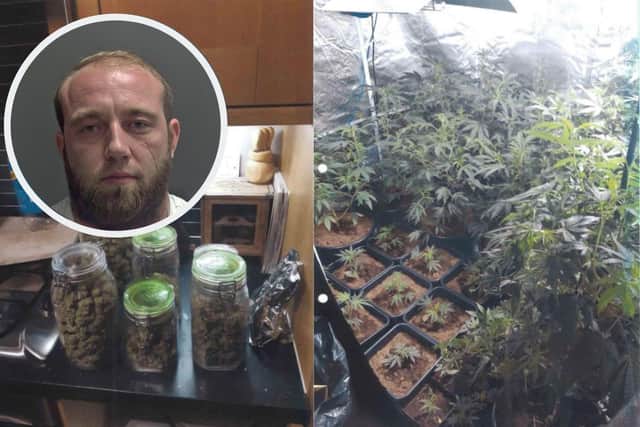 Karl Cooke and the cannabis found at his home.