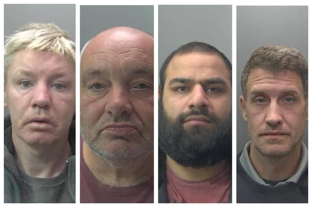 The faces of some of the Peterborough crooks who were jailed this month
