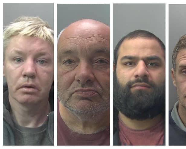 The faces of some of the Peterborough crooks who were jailed this month