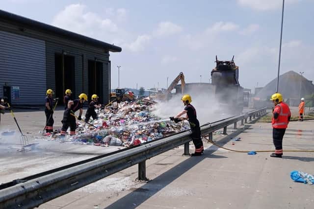 The bin lorry had to be emptied to allow fire crews to tackle the blaze