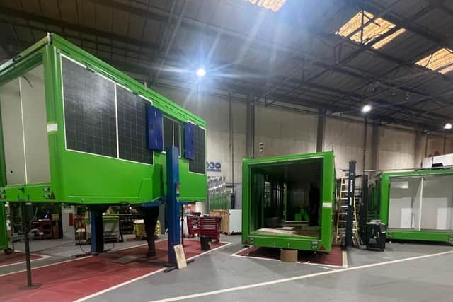 Some of the welfare cabins under construction at the Bourne factory of Boss Cabins