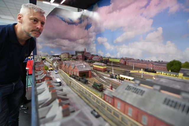 Neil Mason with the 'Spirit of Swindon' model railway.