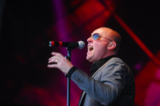 Heaven 17s Glenn Gregory performs at the Embankment Back to the Eighties concert