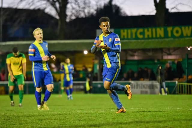 Dion Sembie-Ferris scored twice for Peterborough Sports at Southport. Photo: James Richardson.