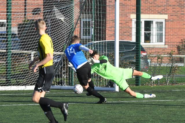 Peterborough RTC  U18s score their first goal against Holbeach. Photo: David Lowndes.