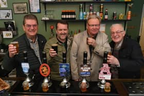 Bumble Inn landlord Tom Beran (second left) with  customers Dickie Bird, from Camra,  Terry Breton and David Randall.