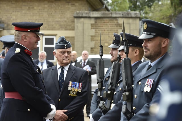 Airmen from RAF Wittering set the Guard of Honour inspected by  Brigadier Tim Seal