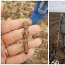 Paul found the figure while searching a field with wife Joanne. Pic; Paul Shepherd