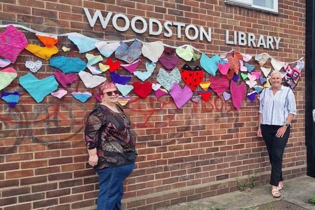 Members of the Knit and Natter Group, Megan Studholme-Dooley and Lynn Brown.