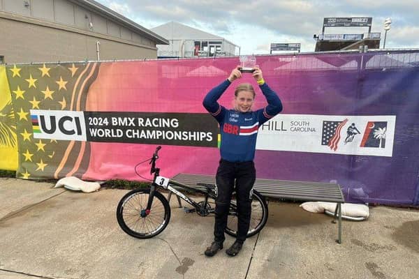 Jess Marriott with her fourth placed trophy from the World Championships in the United States.