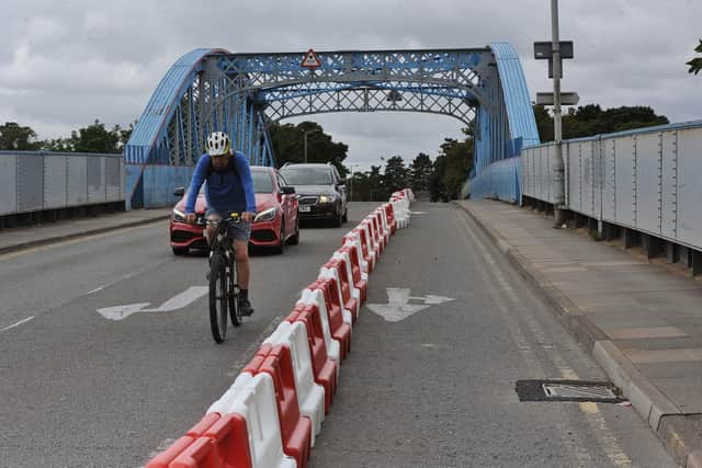 The temporary cycle lane on Thorpe Road.