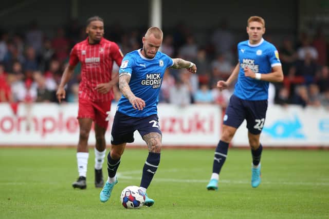 Joe Ward in action for Posh against Cheltenham. Photo: Joe Dent/theposh.com.
