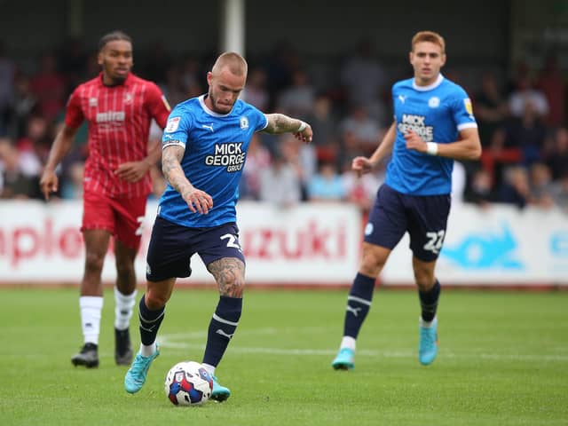 Joe Ward in action for Posh against Cheltenham. Photo: Joe Dent/theposh.com.
