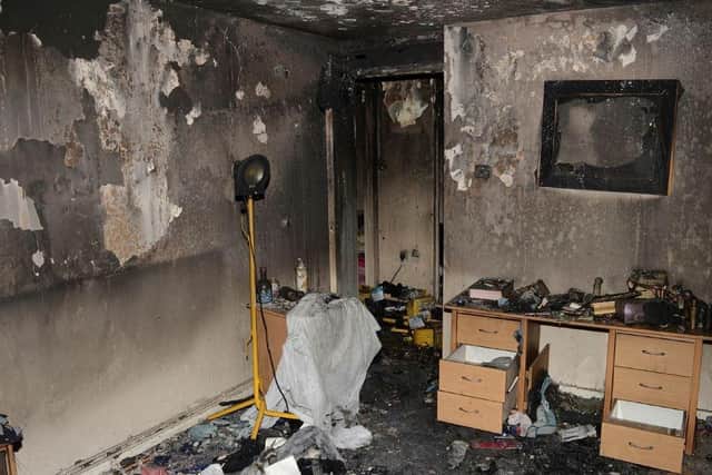 The inside of the flat after the fire. Photo: Cambs Police