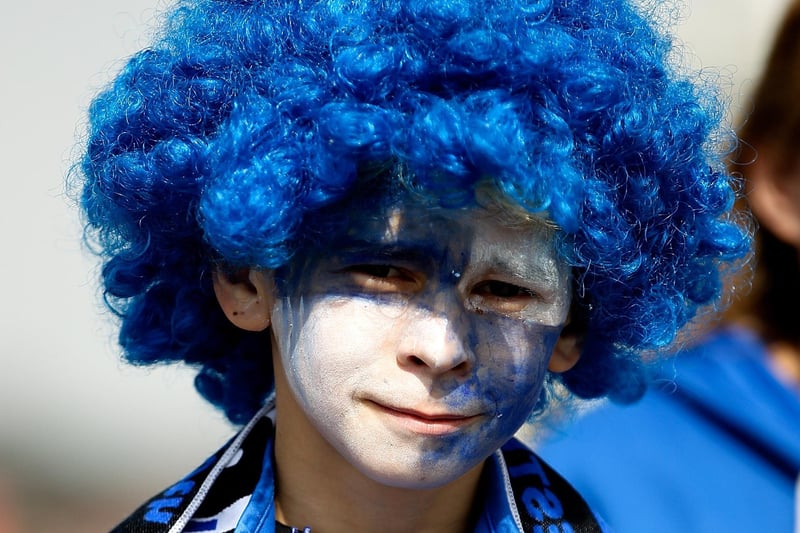 A Peterborough fan heads into Wembley Stadium on March 30, 2014.