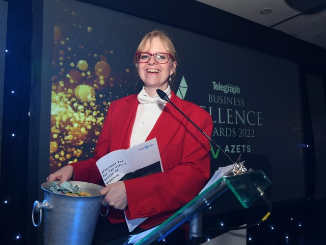 Toast master Trudie McGuiness at the Peterborough Telegraph Business Excellence Awards 2022