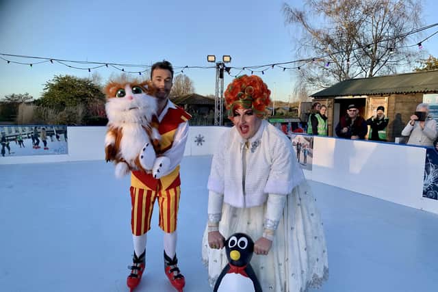 The panto stars opened the rink today