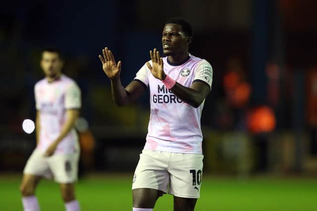Ephron Mason-Clark of Peterborough United during the game at Carlisle. Photo: Joe Dent/theposh.com.