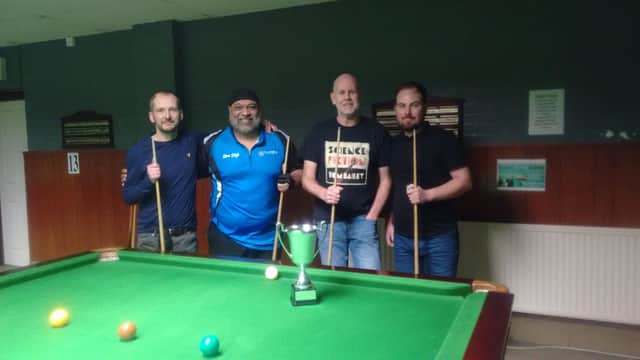 Court Club finalists, from left, Russell Huxter, Steve Singh, Jim Howe, Jamie Turner.