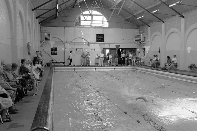 This picture was taken back in 1990 as part of an event to mark the closure of the former Mansfield Swimming Baths. We certainly have better facilities now at Water Meadows.
