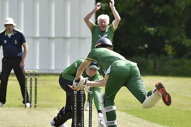 Marcus Papworth of Castor is stumped during the game against Kimbolton.  Photo David Lowndes.