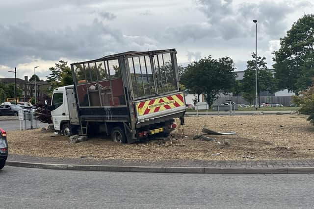 Heavy goods vehicle collides with roundabout on Bourges Boulevard