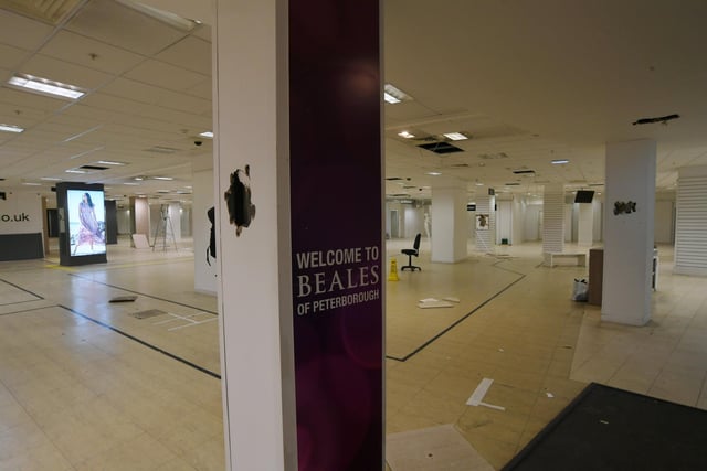 Inside the new empty Beales store in Peterborough