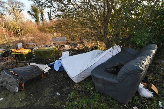 Rubbish in A47 layby east of Eye