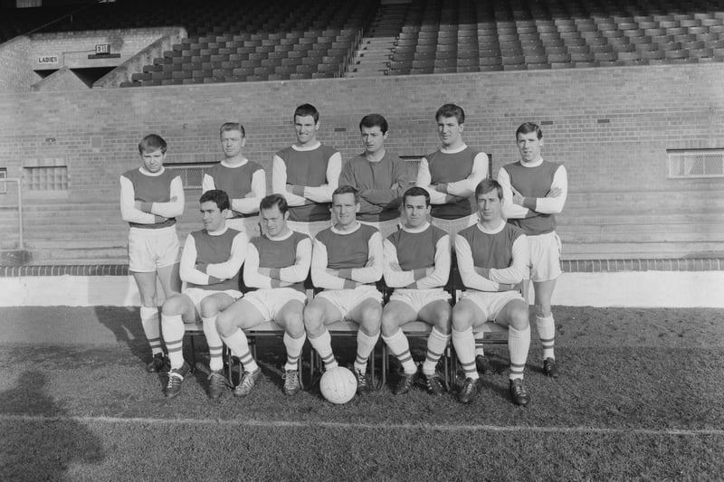 The Peterborough United team in January 1965. Team captain Vic Crowe (1922 - 2009) is in the centre of the front row.