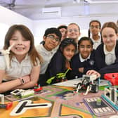 Longthorpe Primary School pupils with their robot.