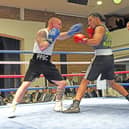 Alfie Pearce (left) in action at the Police Boxing Club show in St Ives.