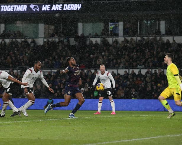 A huge crowd by Posh standards watched Ricky-Jade Jones score this winning goal at Derby County. Photo: Joe Dent/theposh.com