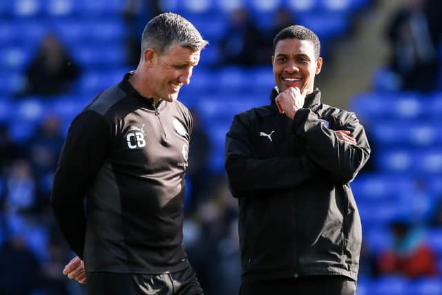 Ryan Semple (right) with first-team assistant manager Cliff Byrne. Photo: Joe Dent/theposh.com.