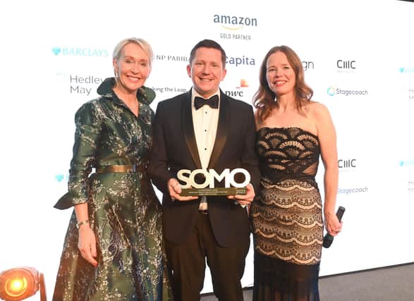 From left, Dr Julie Paine, the former Chair of Making the Leap, the charity behind the awards; Professor Ross Renton, Principal of ARU Peterborough; and Toni Kent, who hosted the awards.
