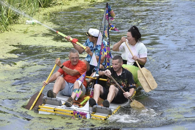 Rafts taking part in the fun race.