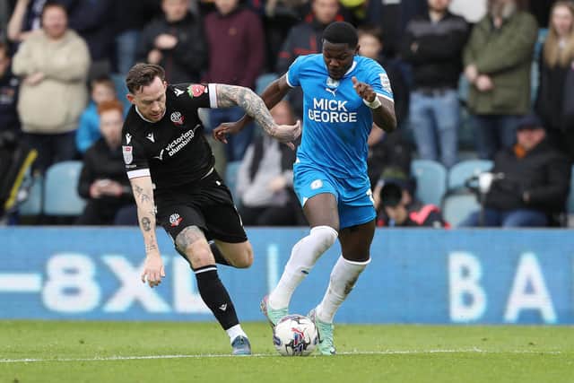 Ephron Mason-Clark in action for Posh against Bolton. Photo Joe Dent/theposh.com