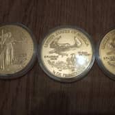 A total of 13 of the gold eagle coins have been reported stolen