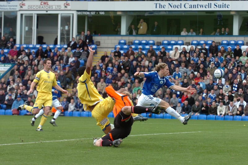 Craig Mackail-Smith in action for Posh against Leeds in 2008.