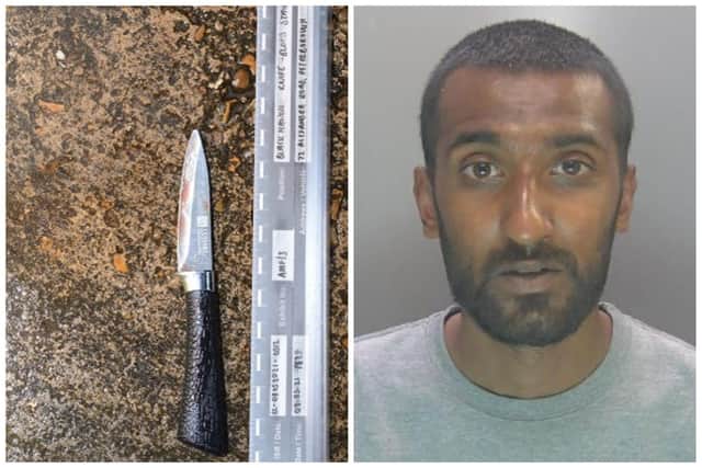 The knife used, and Faisal Khan, who has been given a hospital order