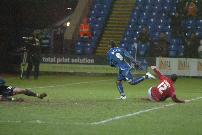 Posh have a habit of smashing Stanley at London Road and the Holy Trinity ran riot in this League Two game in January, 2008. George Boyd and Aaron Mclean grabbed hat-tricks with Craig Mackail-Smith netting twice on a rain-lashed evening. Mclean is pictured scoring.