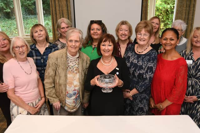 President Annette Beeton and chairman Ann Hanson with fundraisers from Burghley Park and Peterborough Ladies for Cancer Research at their annual general meeting
