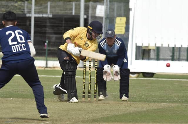 Nick Green on his way to a first Peterborough Town ton. Photo: David Lowndes.