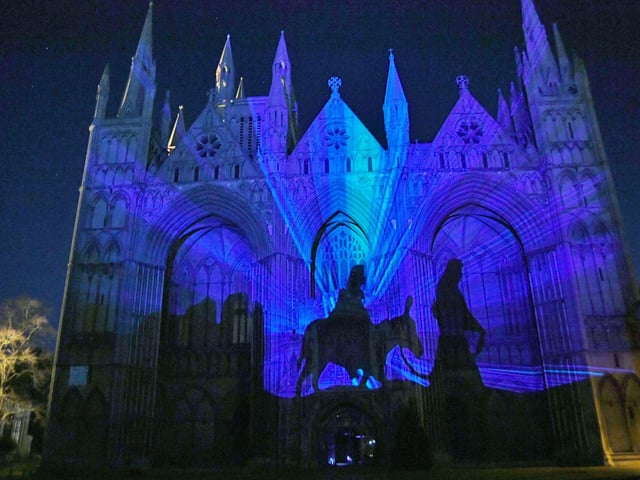 The Beginning Luxmuralis light and sound show at Peterborough Cathedral