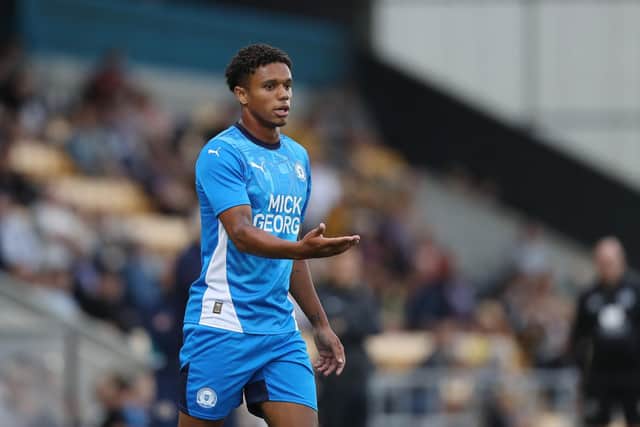 Rio Adebisi during Posh's 6-4 win at Boston United. Photo Joe Dent/theposh.com