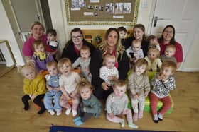 Staff and children at the Little Acorns baby and day nursery at Yaxley who received an outstanding OFSTED