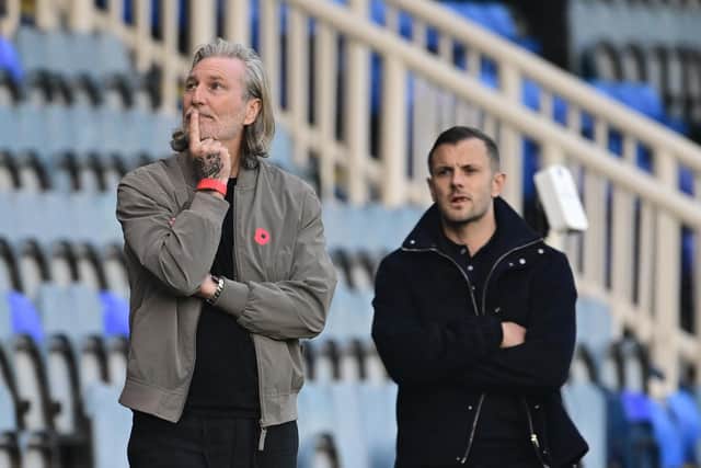 Rival managers Robbie Savage (left) and Jack Wilshere. Photo David Lowndes.